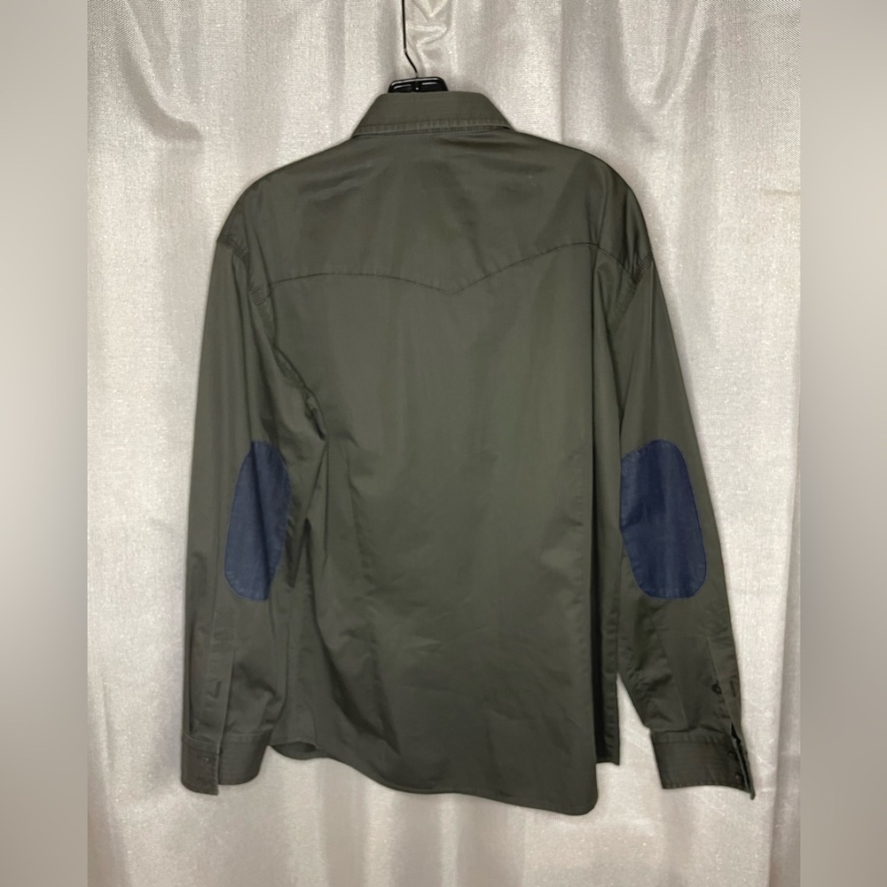 Armani Jeans Long Sleeve Shirt Green Size XXL, Double Breast Pockets Elbow Patch - Picture 11 of 12